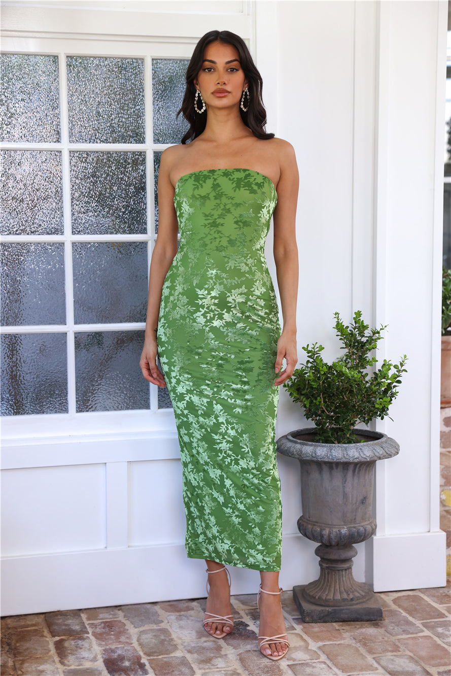 In The Mirror Mesh Midi Dress Green - Image 2