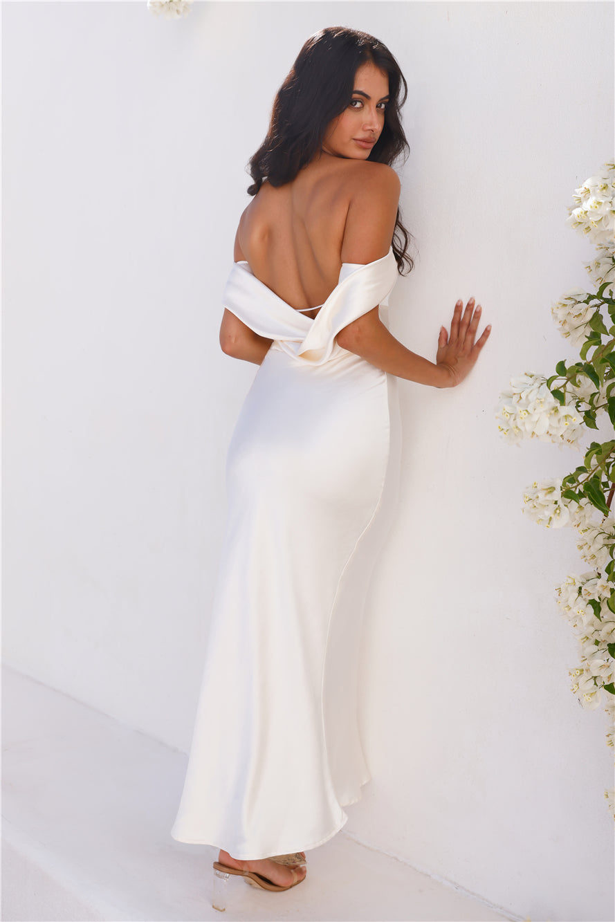 Precious Pearl Satin Maxi Dress Champagne - Image 8
