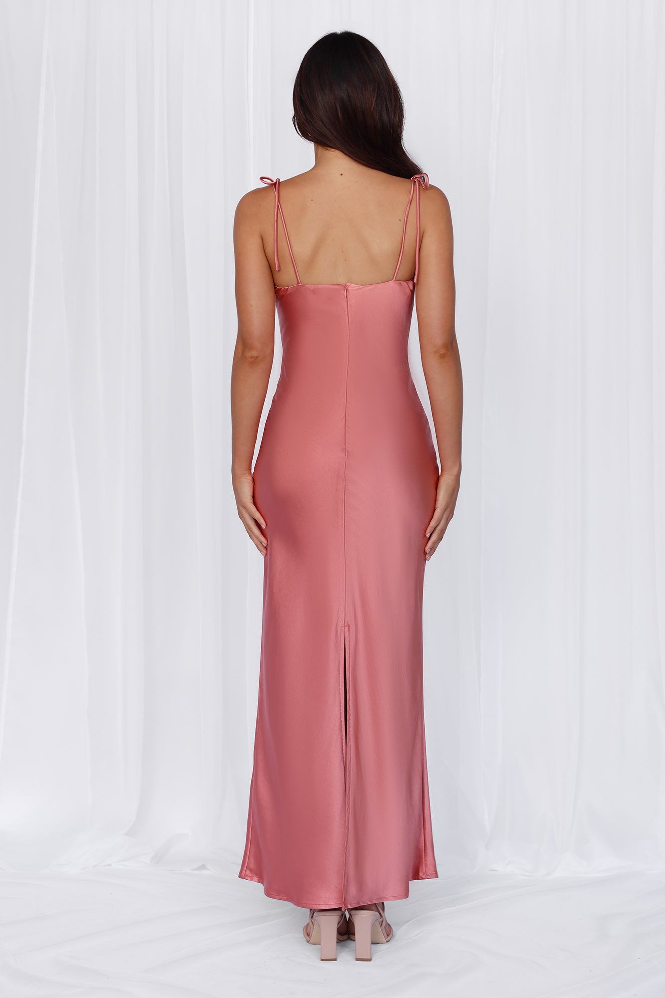 HELLO MOLLY The Penelope Cowl Satin Maxi Dress Rose - Image 8