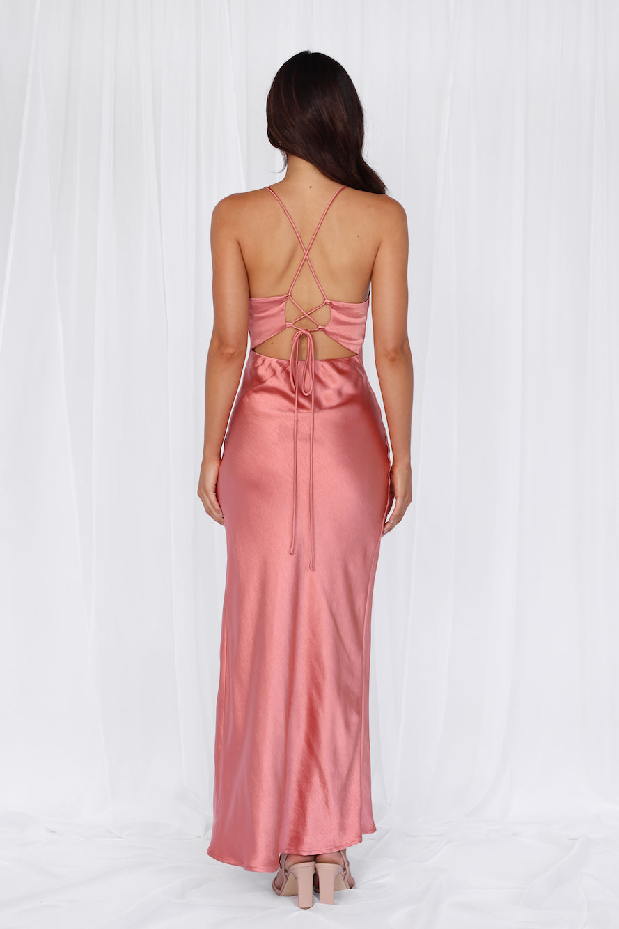 HELLO MOLLY The Sophia Satin Maxi Dress Rose - Image 9
