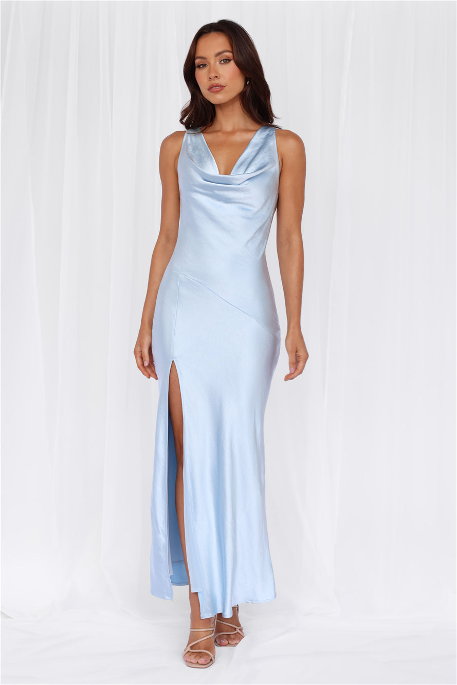 HELLO MOLLY The Loretta Cowl Satin Maxi Dress Blue - Image 7