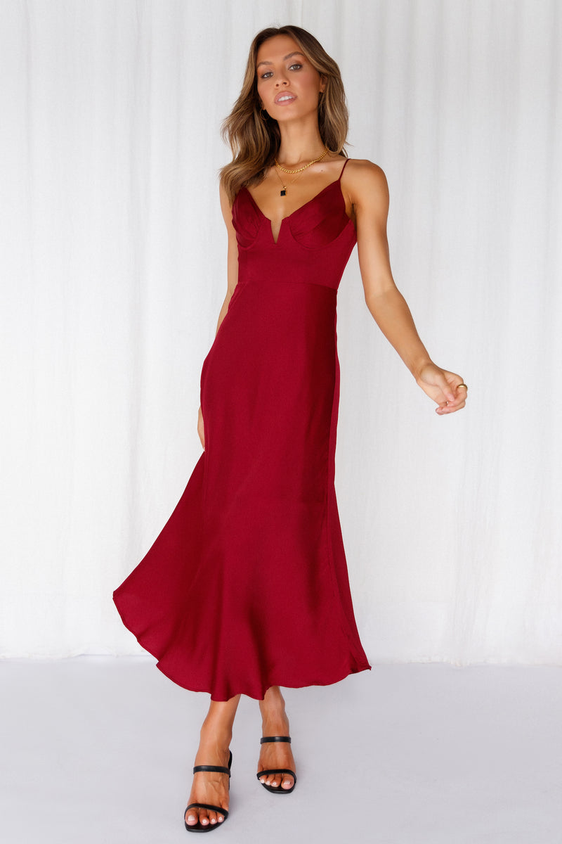 In My Feelings Cherry Red Cowl Neck Split Maxi Dress – Club L London - USA