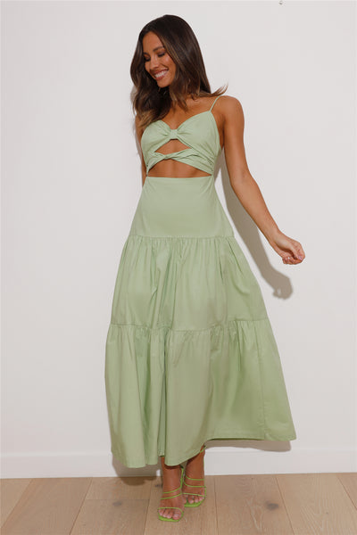 Moments Like This Double Slit Maxi Dress - Green - $35