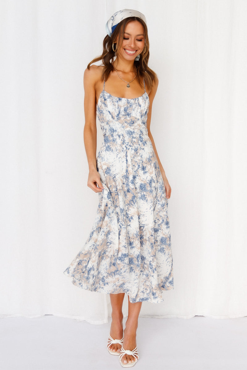 Flow With It Midi Dress Blue | Hello Molly