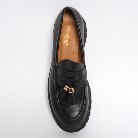 Rizzo Black tassle loafer for long feet by Babouche Lifestyle