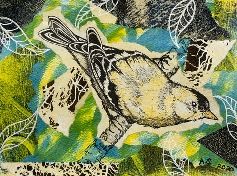 Mixed Media Bird Collage by April Sproule