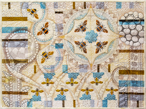 The Bees Stencil from Sproule Studios is perfect for fiber art and mixed media projects.