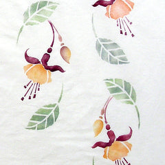 Fuchsia Stencil by Sproule Studios painted on white cotton fabric.