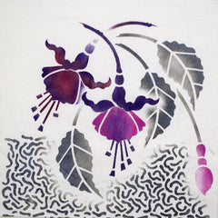 Hand painted image on cotton with Fuchsia Stencil by Sproule Studios.