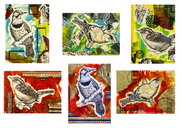 Bird Mixed Media Collage Collection by April Sproule