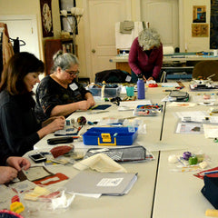 Upstairs at Sproule Studios mixed media textile arts workshop.