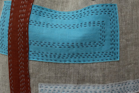 Details of handmade linen Market Tote by April Sproule