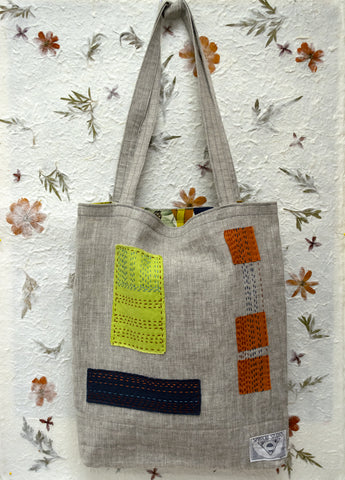 Handmade Linen Market Tote by April Sproule.
