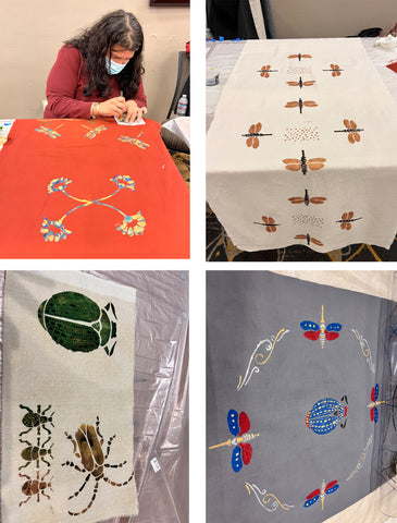 More hand painted textile mandalas with April Sproule at Craft Napa 2022.