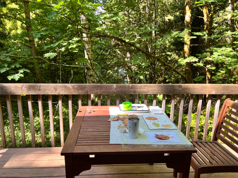 Drawing on the deck, by April Sproule, Hypatia in the Woods