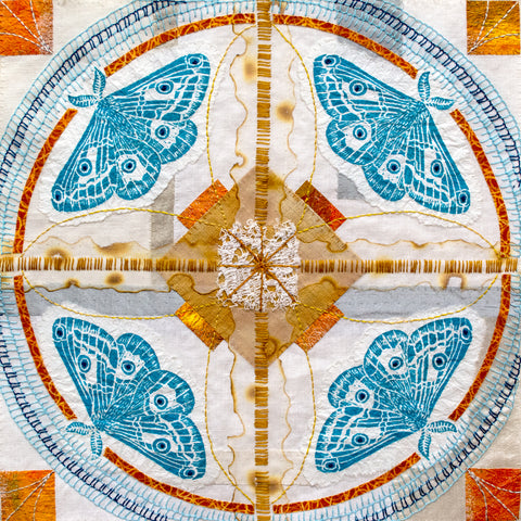 Block Printed Moth Mandala by April Sproule