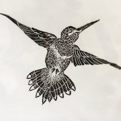 Hummingbird hand printed by April Sproule