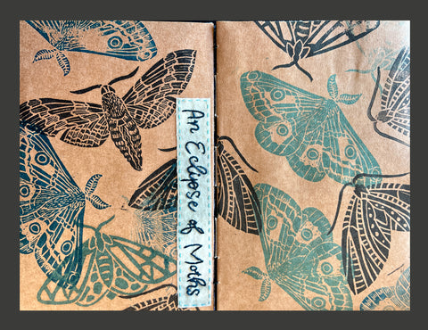 Block printed moths with hand stitching by April Sproule