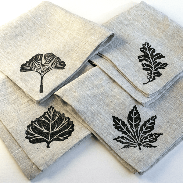 How to make hand printed linen napkins with mitered corners with April Sproule.