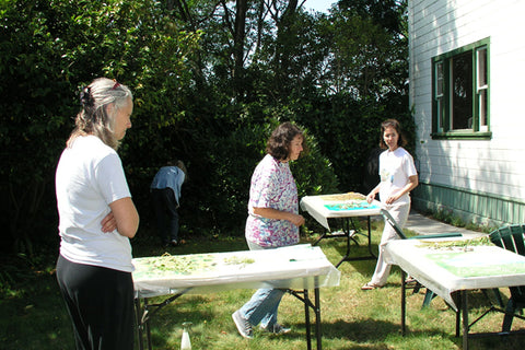 Solar painting fabric in a workshop at Sproule Studios in northern California.