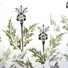 Sproule Studios Thistle Stencil used to paint background fabric.