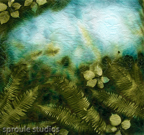 Hand painted silk mixed media textile art by April Sproule.