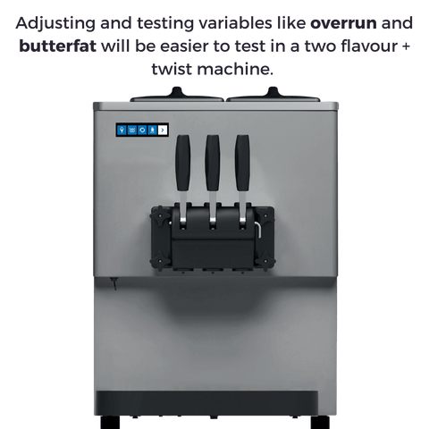 Testing variables like overrun and butterfat will be easier in a two flavour soft serve machine