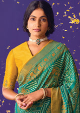 Amazon Green Printed Paithani Saree With Embroidered Blouse