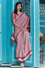 Careys Pink Lucknowi Printed Cotton Saree