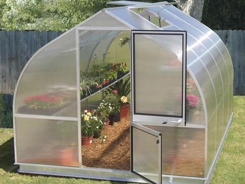 A Riga greenhouse with a front door for ventilation