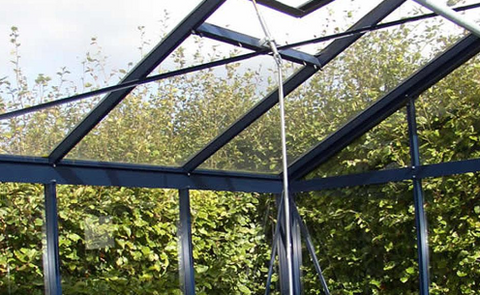 A clear glass greenhouse