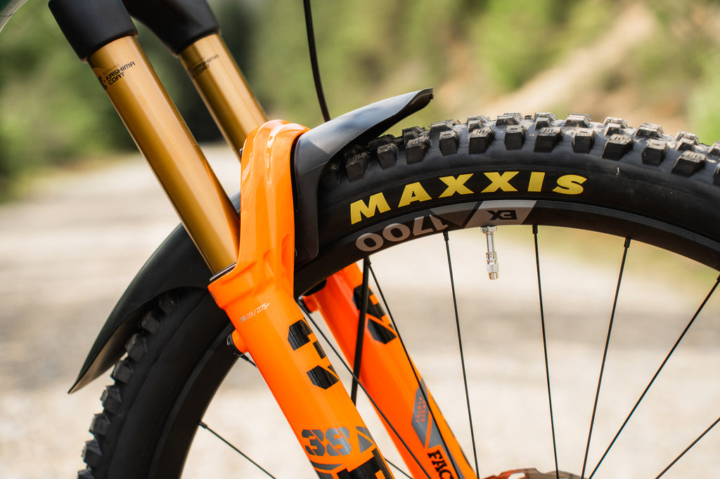 Fox Factory 38 and Maxxis tyres on Tom's Nukeproof Mega