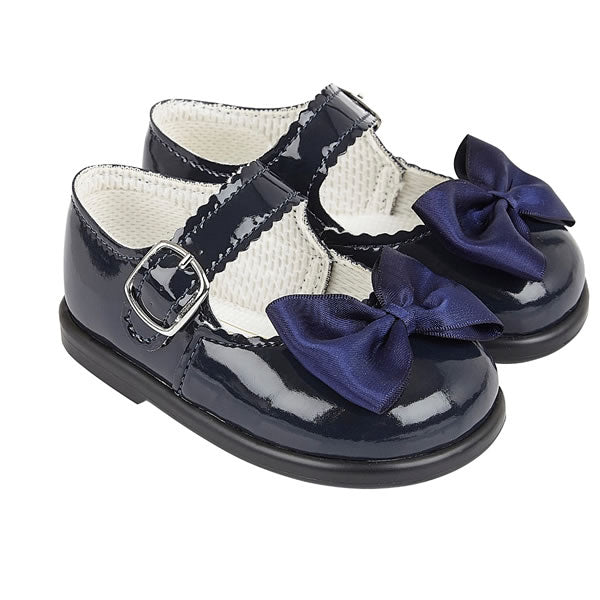 navy patent baby shoes