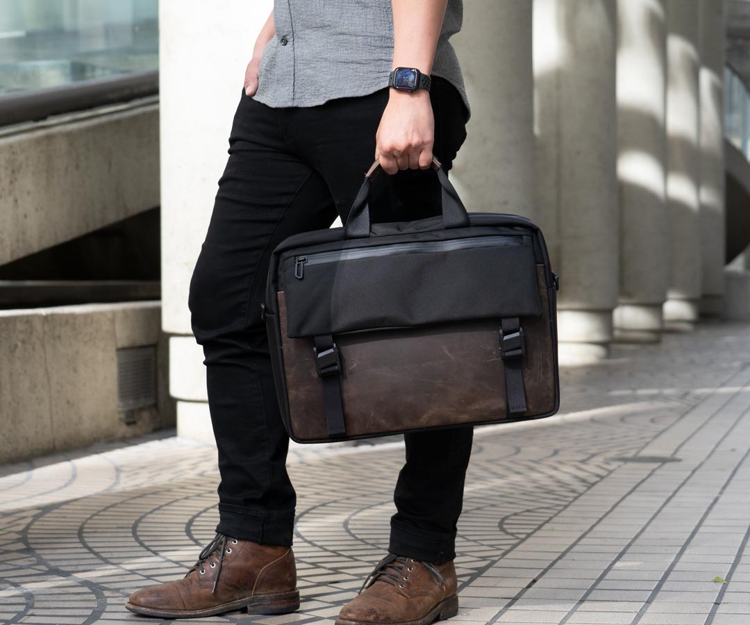 Brown colour checked design Laptop bag for men, stylish laptop bag