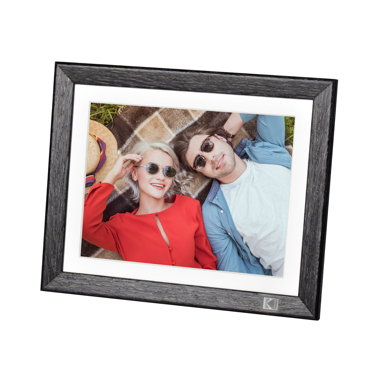 Kodak Rustic Wood WiFi-Enabled Digital Photo Frame HDPF-978, Advanced 9.7” Touchscreen with 2K Resolution, 32GB Internal Memory and Adjustable Stand