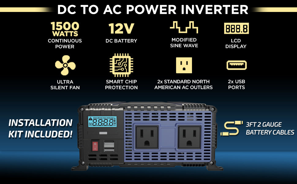 1500 watt power converter inverter powerbright