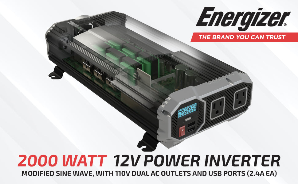ENK2000 ENERGIZER 2000 Watt 12V DC to 110V AC Power Inverter With