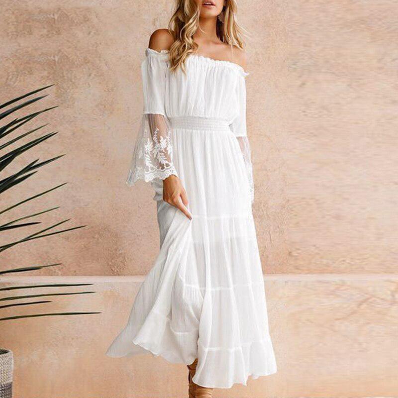 casual white boho dress