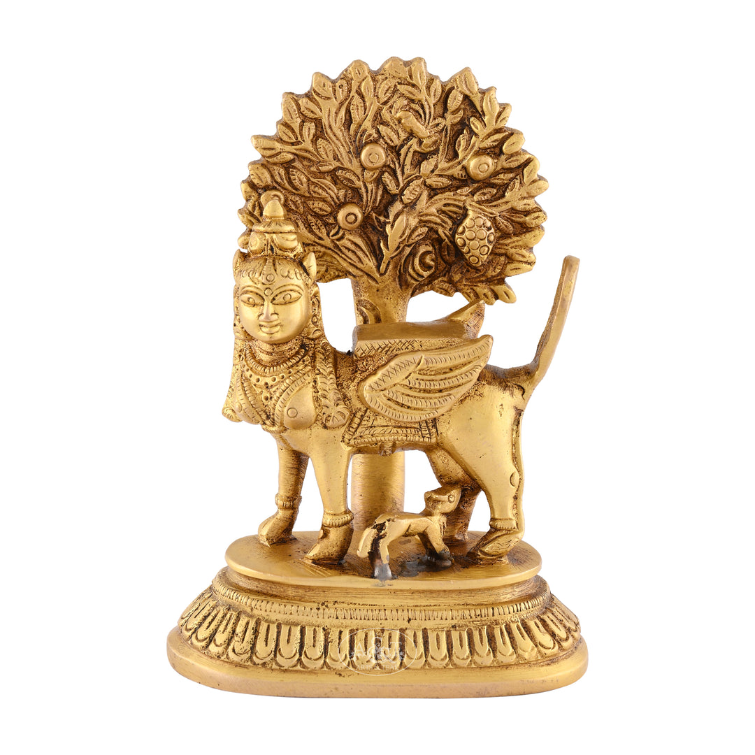 Brass Kamadhenu with Tree Idol for pooja - Rani Arts & Teak – RANI ...