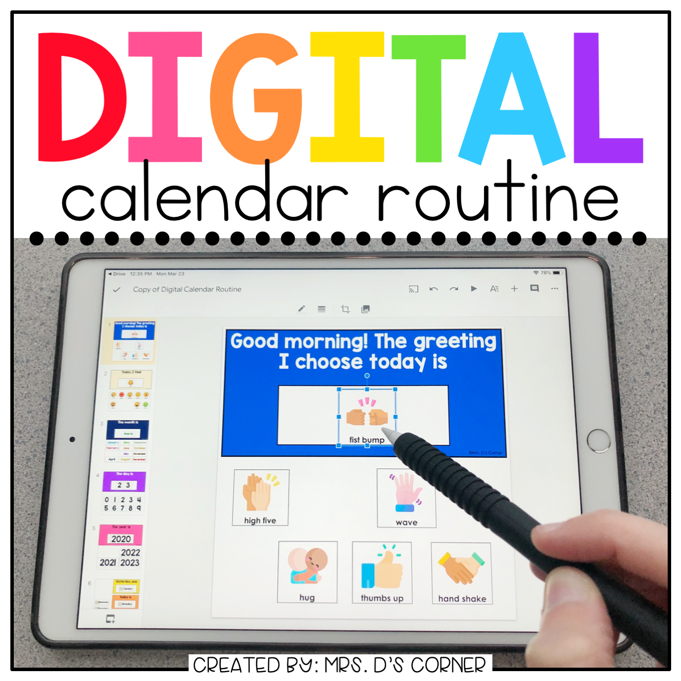 Digital Calendar Routine for Special Ed Distance Learning Morning Me