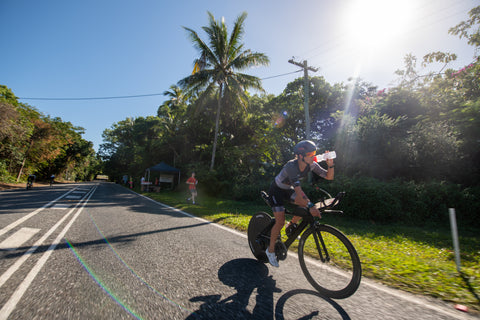 FOHER Co Professional Female Triathlete Penny Slater on the bike at IRONMAN Cairns