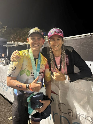 Jake Lynch and FOHER Co Owner Kylie Anderson after Jake's epic IRONMAN Cairns finish