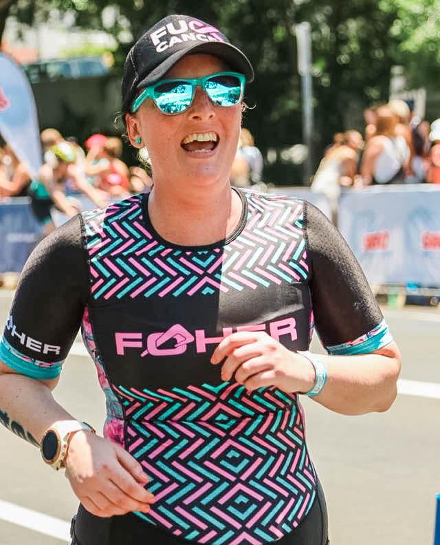 Smiling as always nearing the end of the Noosa Tri run