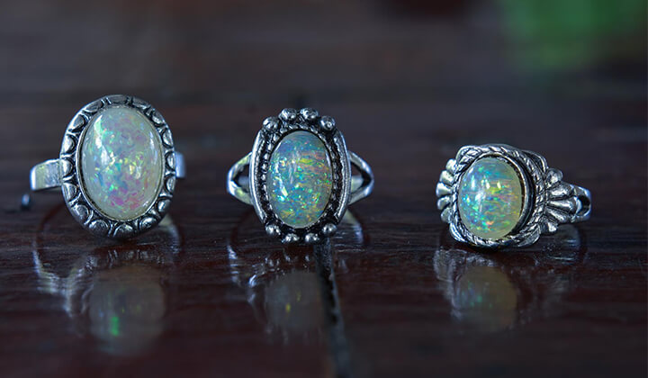 Opal gemstone rings