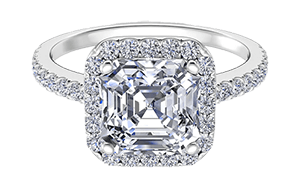 Asscher cut diamond engagement rings