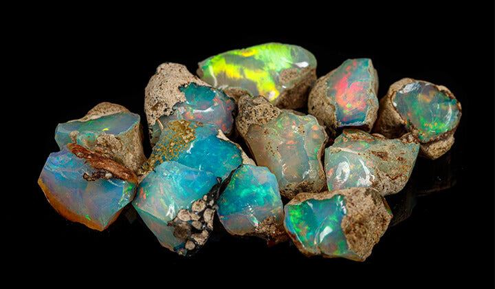 Opal gemstones rough unpolished