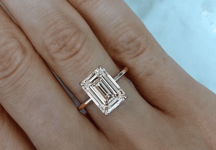 select an Emerald cut diamond engagement ring