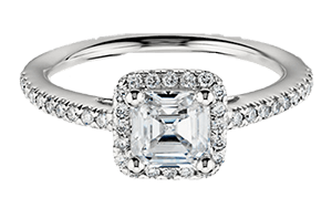 Asscher cut diamond engagement rings