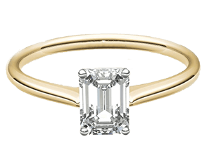 French cut Emerald cut diamond engagement ring