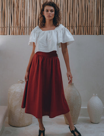 Laurent Linen Midi Skirt - Plus